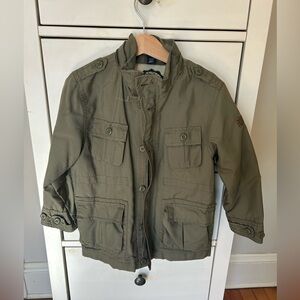 Baby GAP boy’s olive green utility jacket barn coat size 5 removable hood